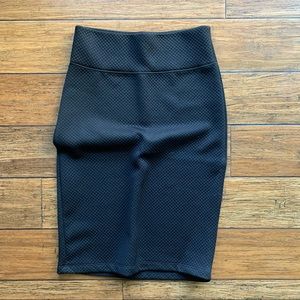 Black Stretch Quilted Pencil Skirt